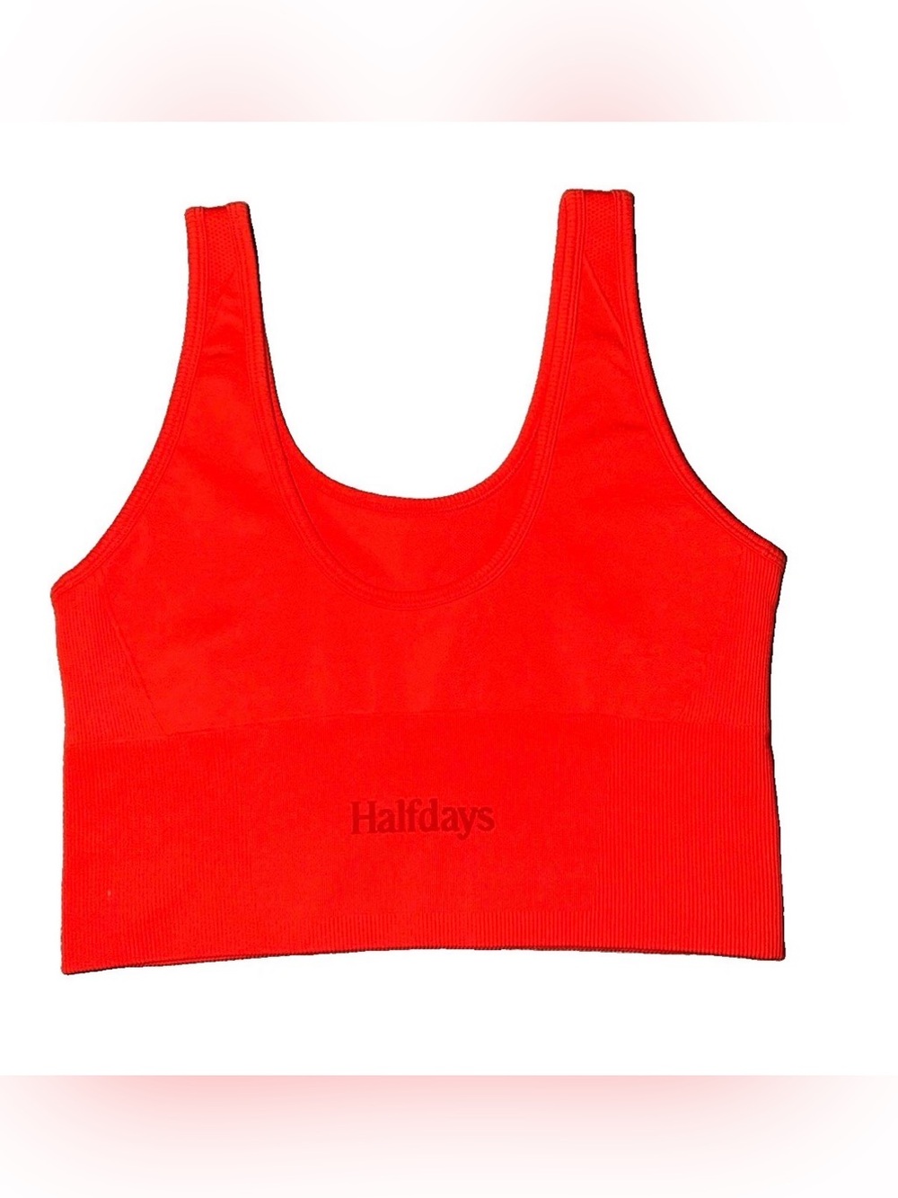 Halfdays Size Medium Ribbed Red Seamless Scoop Neck Bralette